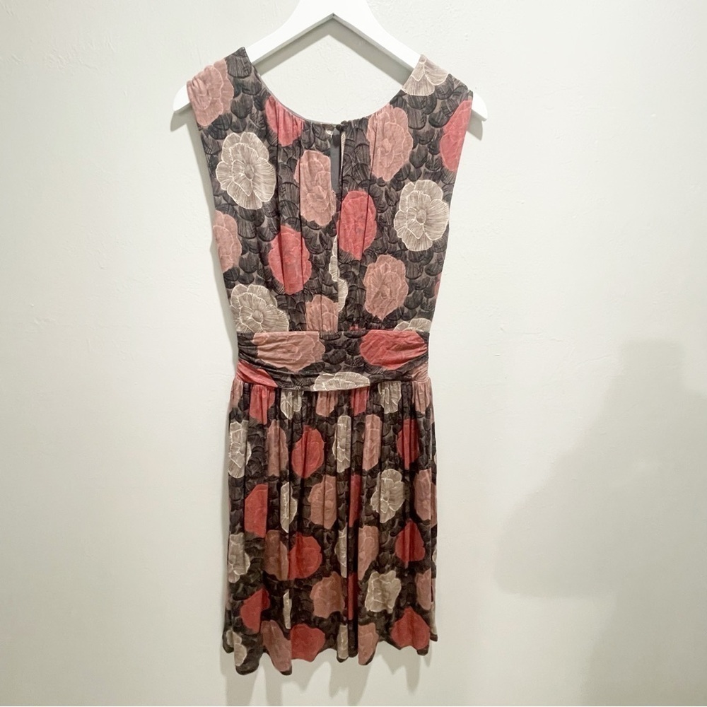BODEN Women’s Gray Coral Floral Print Pleated Fit And Flare Dress Lined Sz US 2 - Picture 2 of 7